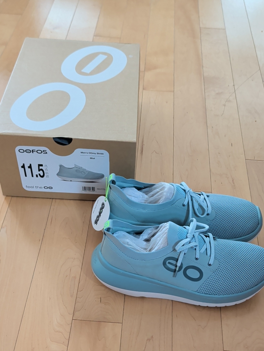 BNIB OOFOS Most Blue Oomy Stride Lace-Up Athletic Recovery Sneakers - M11.5